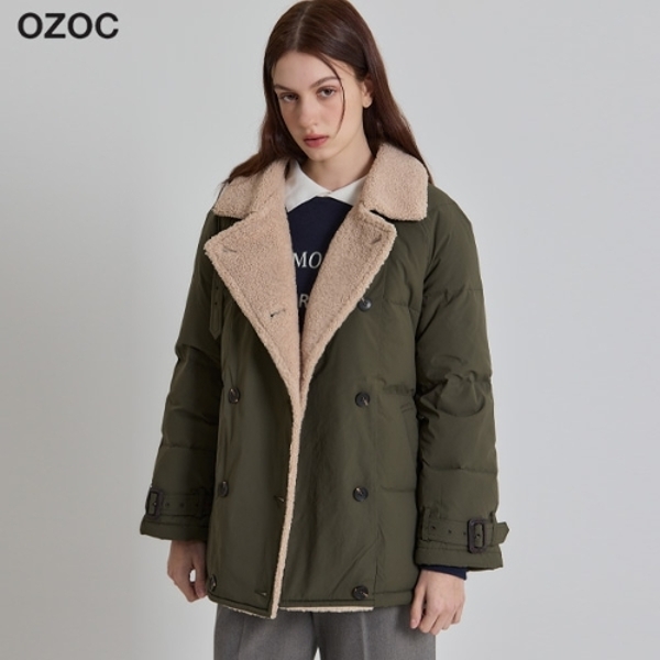 [패션지오(주)][오조크(OZOC)] 양털카라 더블버튼 구스다운 점퍼 (택가격: 284000원)