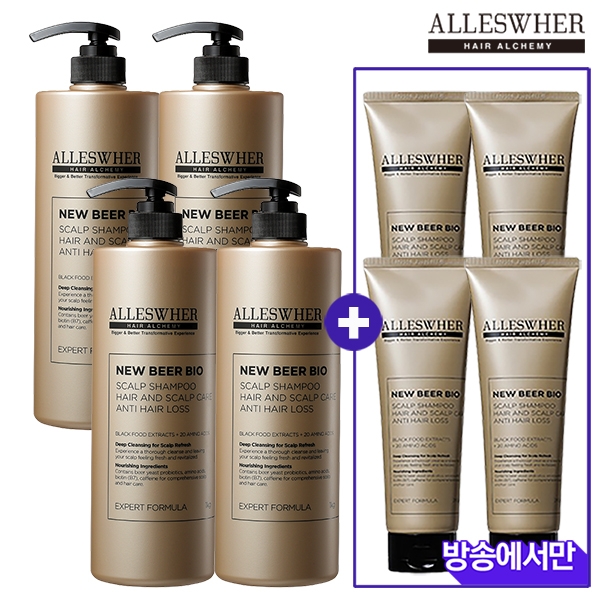 [최강★스펙]  알레스버 독일 맥주효모 샴푸 (1,000ml x 4통 + 250ml x 4통)