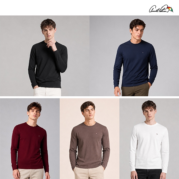 26FW[아놀드파마]코튼 라운드 긴팔 티셔츠 5종, 남성