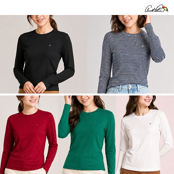 26FW[아놀드파마]코튼 라운드 긴팔 티셔츠 5종, 여성