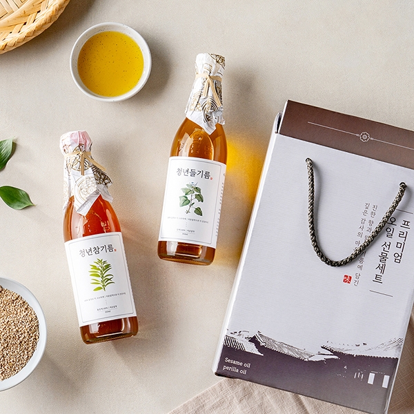 [wshop] [전라도 청년] 저온압착 청년 참기름180ml+들기름180ml... [전라도 청년] 저온압착 청년 참기름180ml+들기름180ml 선물세트... 