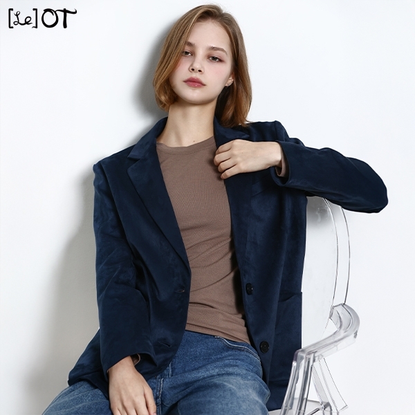 [르오트(LeOT)] 스웨이드대열풍! 인조스웨이드 테일러카라 세미오버핏 재킷-사이즈 55~88다양