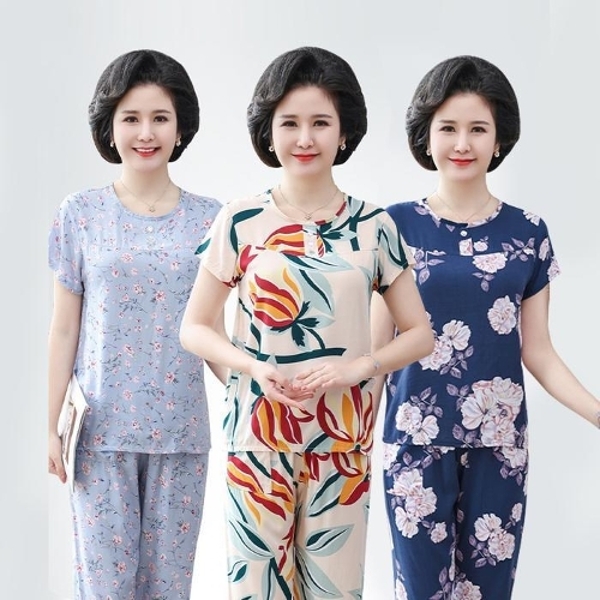 면파자마투피스홈웨어/홈웨어/파자마/여자반바지/반바지/잠옷
