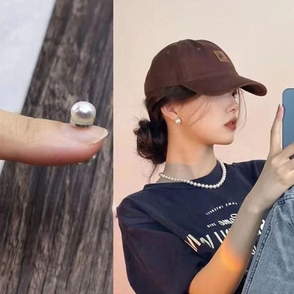 1쌍 자석 진주 귀걸이 귀안뚫는 페이크 피어싱 귀찌 비