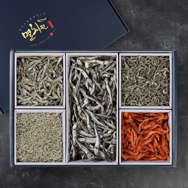 [멸치원] 건어물 종합세트 5종 1호 (대멸400g+중멸200g+소멸200g+세멸200g+홍새우130g)