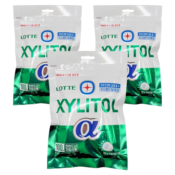 롯데 자일리톨 껌 알파 오리지날 195g 리필 x 3개