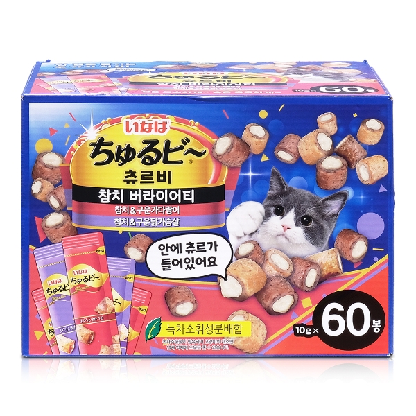 이나바 츄르비 참치 버라이어티 츄르 고양이 간식 60봉