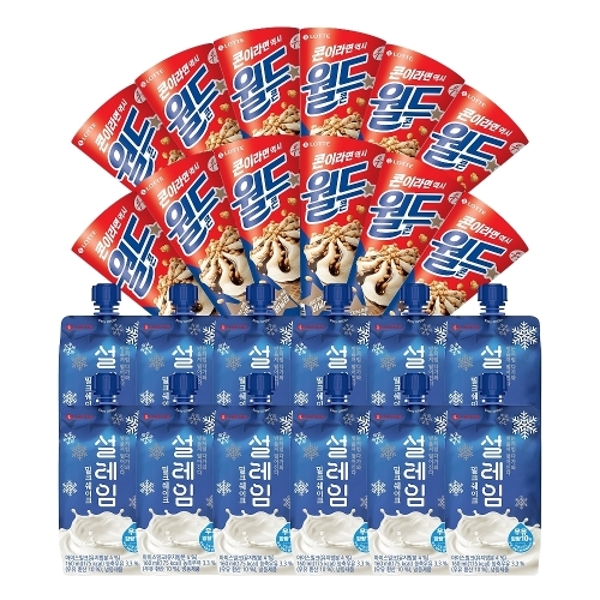 월드콘 바닐라x12개+설레임 밀크x12개