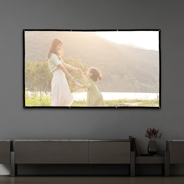 ( )이동형 빔프로젝터 스크린(221x125cm) (16 9비율) 홈시어터 빔스크린 대형스크린 가정용스크린