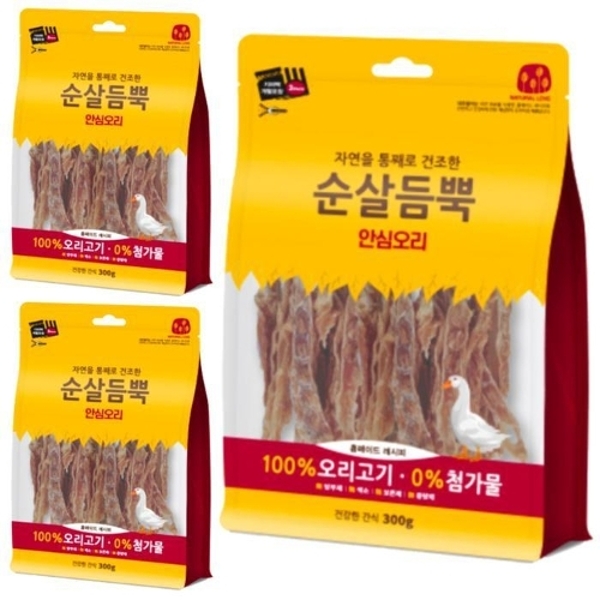 건강한 간식 순살듬뿍 안심오리 300g 3개