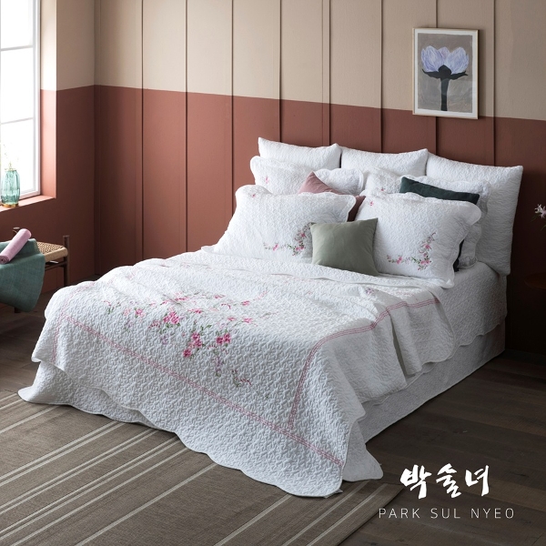 [슈퍼싱글풀세트] 박술녀 자수광목 워싱침구 풀세트 (작품명: 화담)