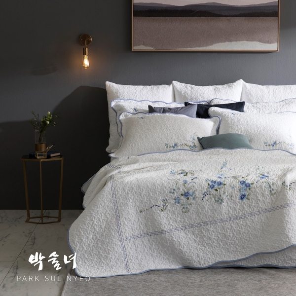 [킹풀세트] 박술녀 자수광목 워싱침구 풀세트 (작품명: 화담)