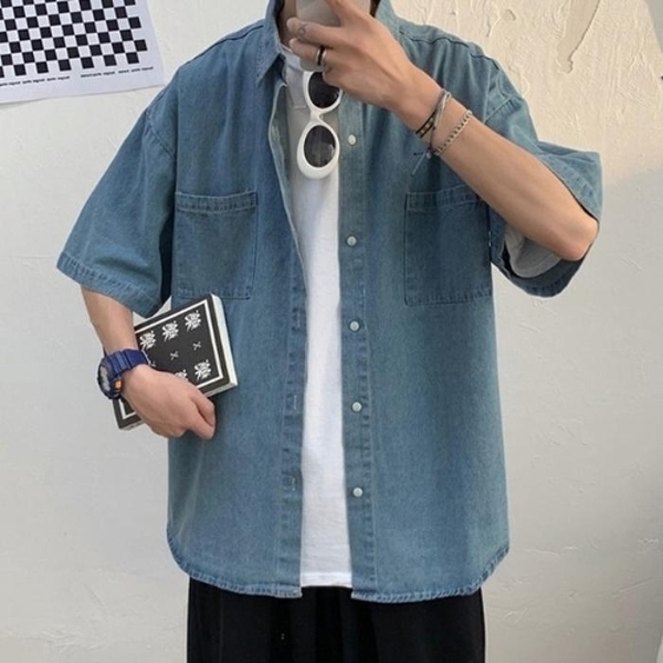 남성셔츠 청남방 데님 캐주얼남방 반팔셔츠 연청 진청 INSUM75