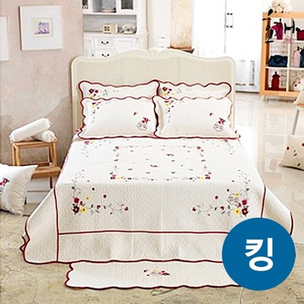[효재] 자수광목 워싱 스프레드 침구풀세트 (킹)