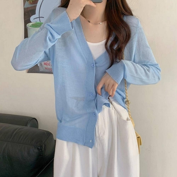 여름철 여성 얇은 브이넥 가디건 여성가디건 패션