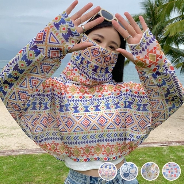 여자 여름 야외 활동 자외선 차단 마스크 넥워머 볼레로 가디건