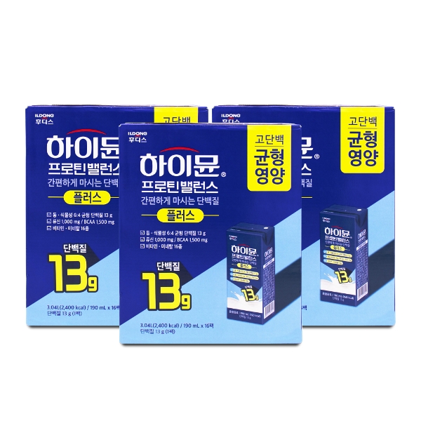 일동후디스 하이뮨 프로틴 밸런스 플러스 190ml x 16팩 X 3박스 I