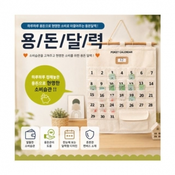 캘린더 용돈 가계부 포켓형 벽걸이 관리표 달력 생활비 정리함