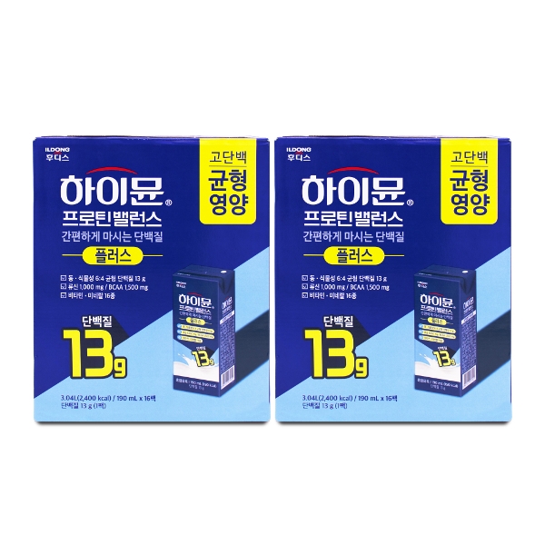 일동후디스 하이뮨 프로틴 밸런스 플러스 190ml x 16팩 X 2박스 I