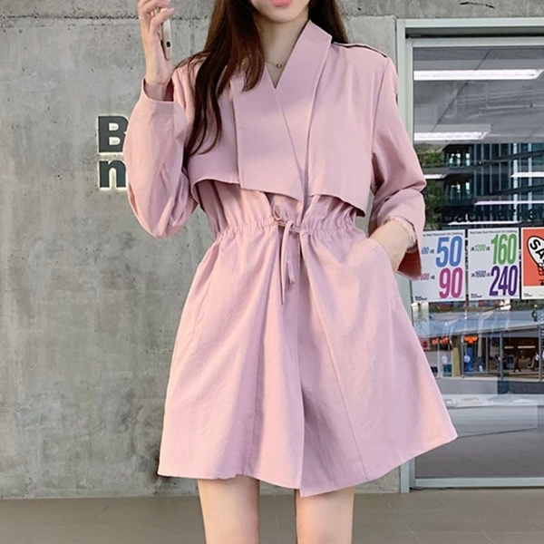 [샵앤] 여성 하객룩 라인보정 루즈핏 트렌치 하프자켓 WON-WJK-WFHCCEK
