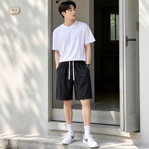 여름 5부 와이드 팬츠 밴딩 반바지 여자 데일리룩 쿨링 통바지 휴가룩