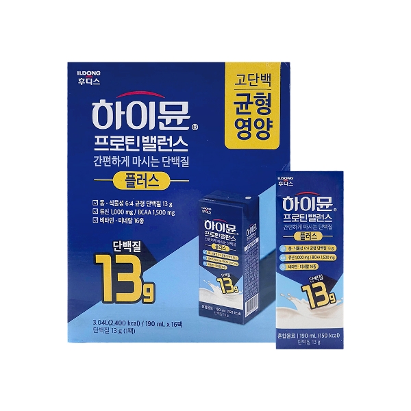 일동후디스 하이뮨 프로틴 밸런스 플러스 190ml x 16팩 x 1박스