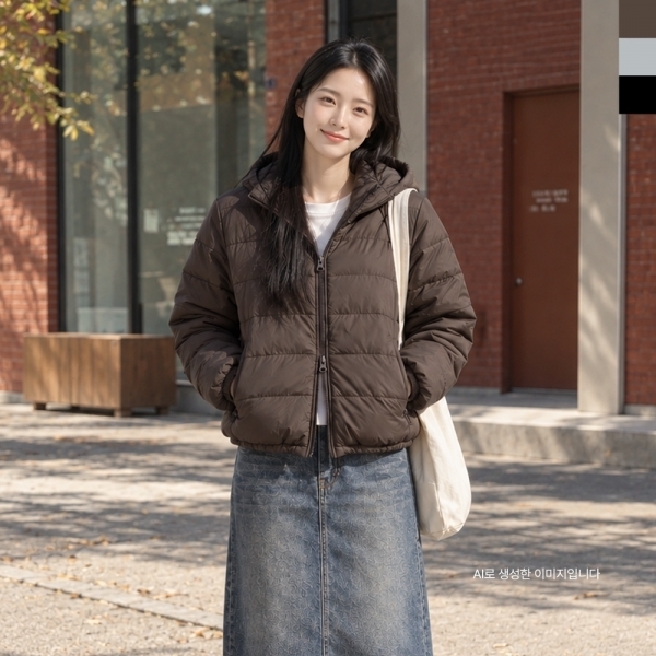 여성 경량 패딩 투웨이 지퍼 나일론 후드 자켓 GAA 3009W
