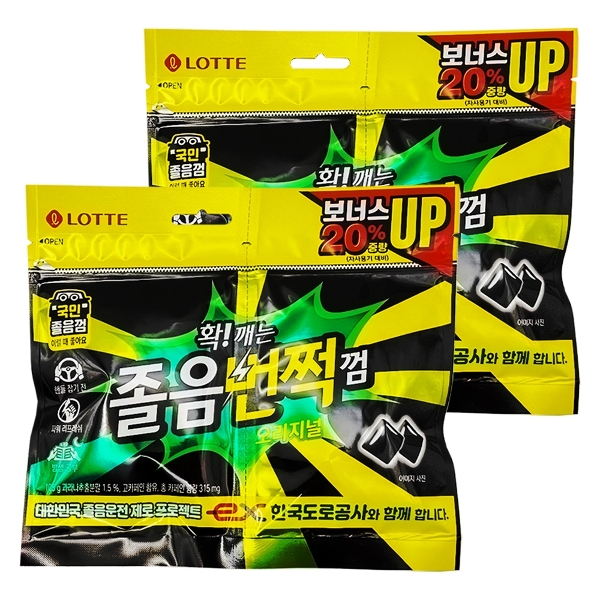 롯데 졸음번쩍껌 트윈리필 105g x 2개