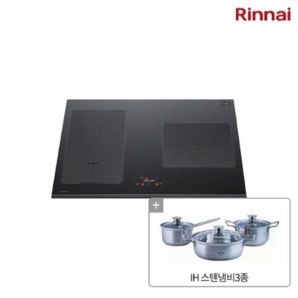 린나이 듀오존 3구 인덕션 RIH-BM300AB (IH 스텐냄비 3종포함)