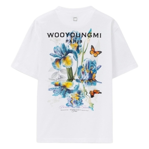 [우영미] 남성 플라워 백 로고 티셔츠 화이트 W261TS06 701W