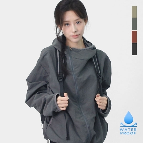 스콰즈 남녀공용 사선 지퍼 나일론  바람막이 SSLG002