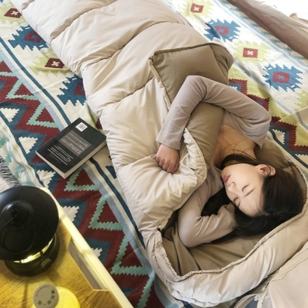 캠핑문 컴팩트 코튼 후드 침낭 겨울 동계 따뜻한