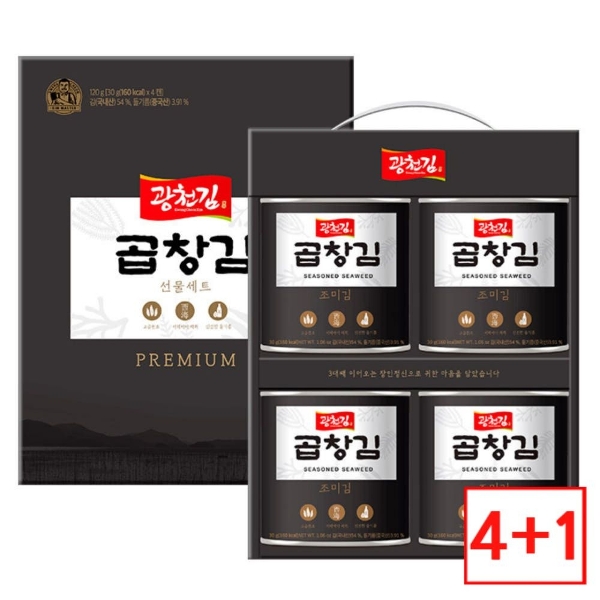 [4+1] 광천김 곱창김 캔김 30g x 4캔 선물세트 / 명절선물 김 선물