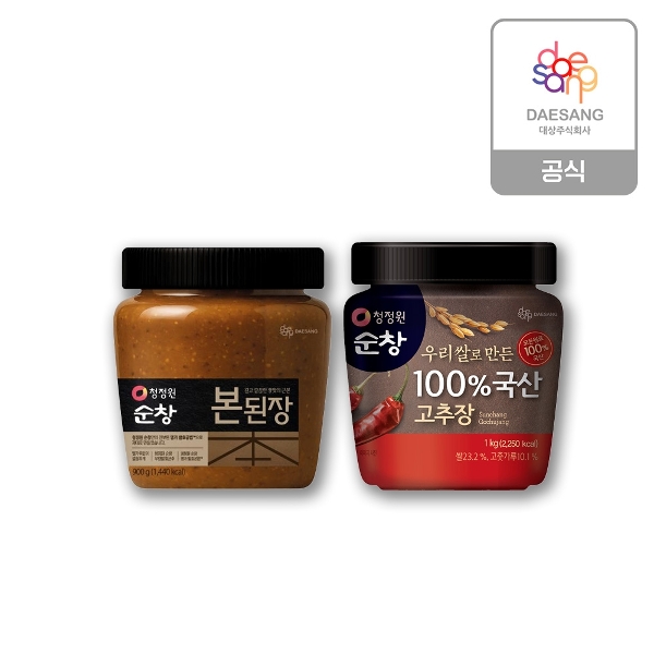 청정원 순창 100퍼센트 국산고추장1kg + 본된장900g