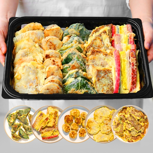 수제 모듬전 5종 1kg (육전/오색꼬지/동그랑땡/동태전/깻잎전)