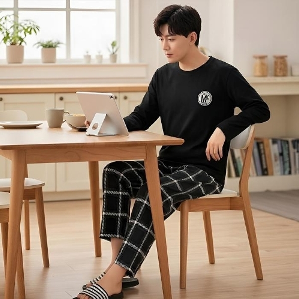 남자 긴팔 잠옷 상하의세트 파자마 사계절 집에서 입는 옷
