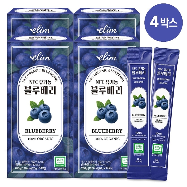 엘림 NFC 유기농 블루베리즙 20g x 14포 4박스