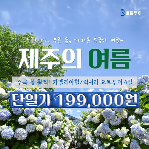 제주도 3박 4일 여행 단일가 199,000원_럭셔리 요트투어 포함!!