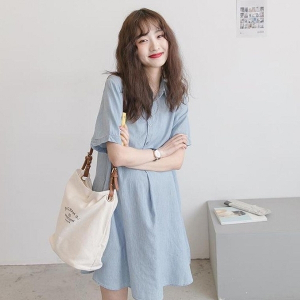 임산부 반팔 루즈핏 빅사이즈 여름 원피스 셔츠 빅사이즈 임산부 스타일