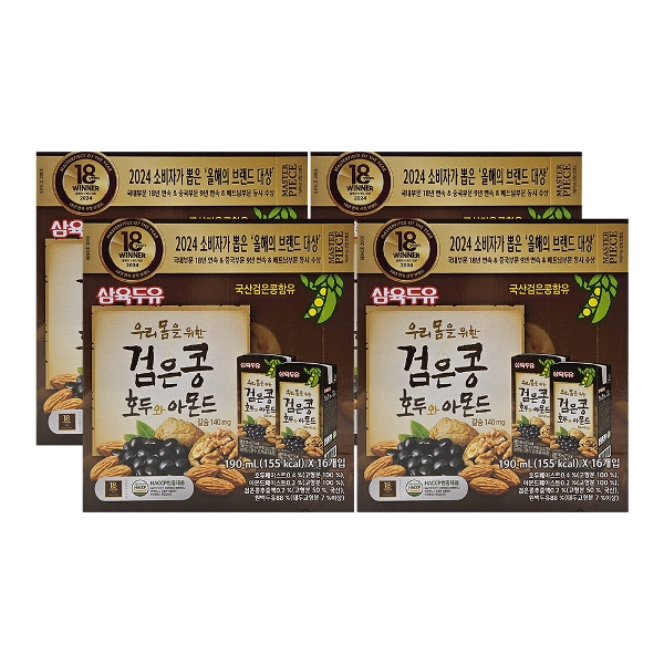 삼육식품 삼육두유 검은콩 호두와 아몬드 190ml x 16팩 x 4박스 /Hb