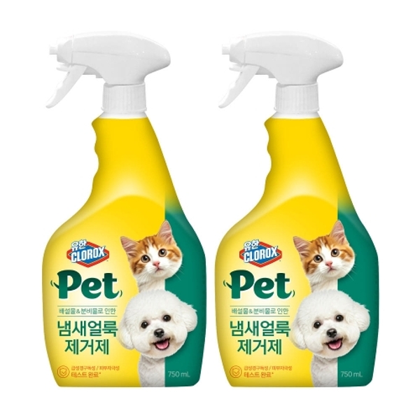 유한락스 펫메스 리무버 강아지 고양이 탈취제 냄새 및 얼룩 제거 750ml x 2개