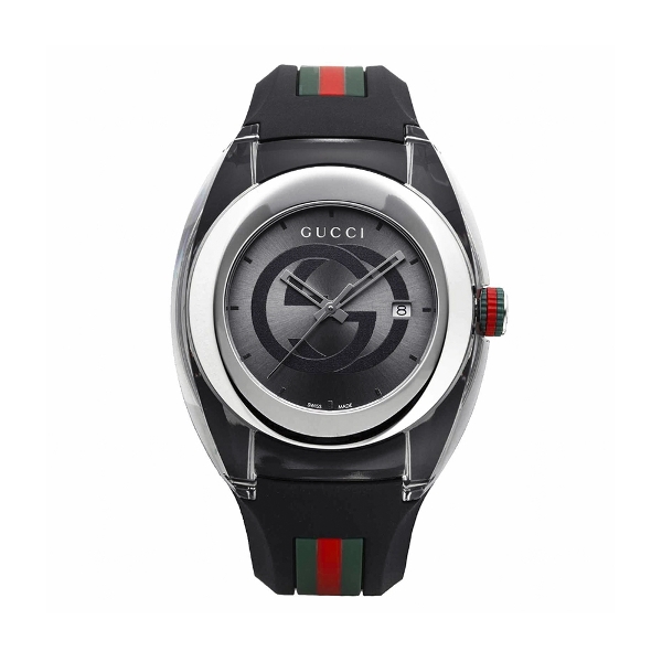 구찌 YA137116 SYNC 남성 러버 쿼츠 46mm