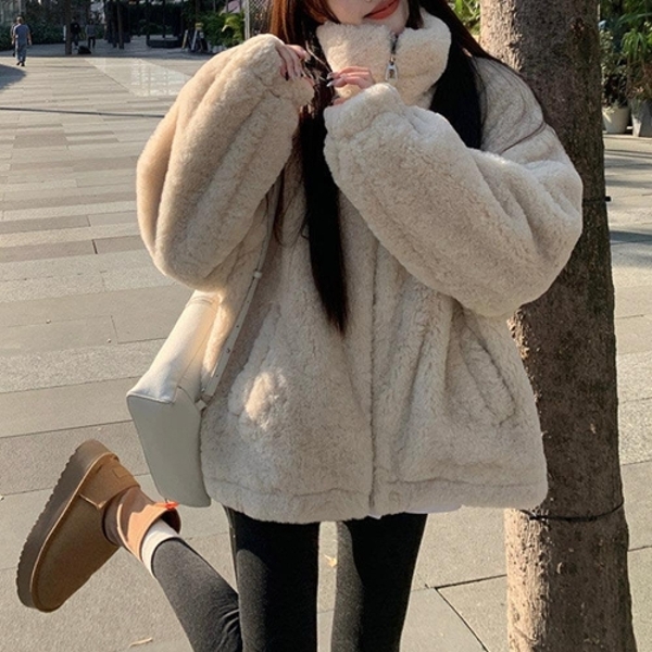 [옷자락] 여자 루즈핏 덤블퍼 하이넥 포근한 캐주얼 집업 자켓
