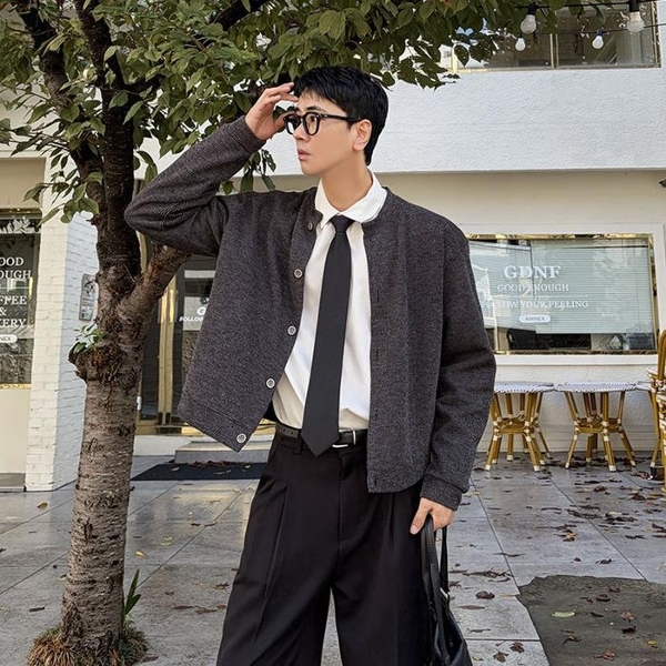 남자 크롭 니트 가디건 간절기 아우터