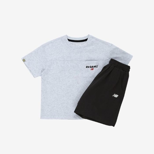 뉴발란스키즈(NB Kids) ESSENTIAL상하의 포켓 반팔 싱글 셋업 NK9YG2412U(19)Black