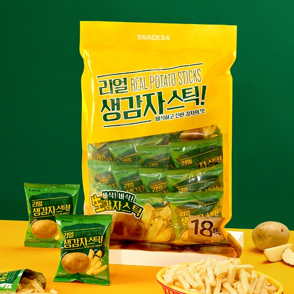 스낵24 리얼생감자스틱 포테이토스낵 대용량 과자 감자 360g 2개