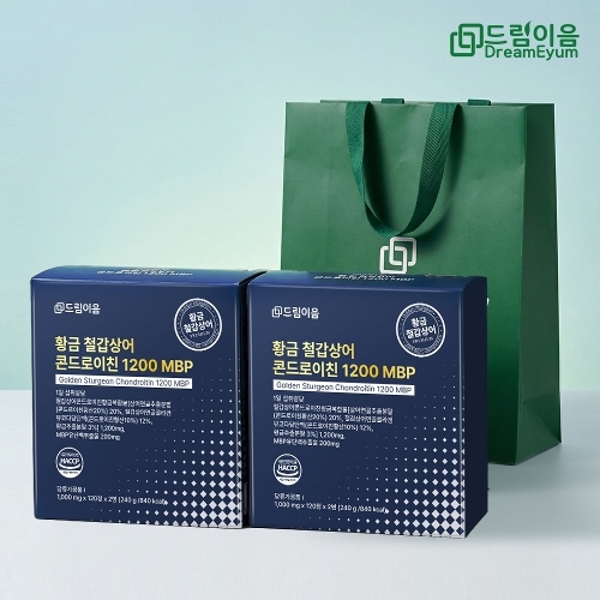 [쇼핑백포함]드림이음 황금 철갑상어 콘드로이친 1200 MBP 6형 철갑상어연골 선물세트 2세트 8개월분 + 쇼핑백 증정