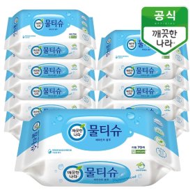 깨끗한나라 페퍼민트 리필 녹색인증 물티슈 70매 10팩
