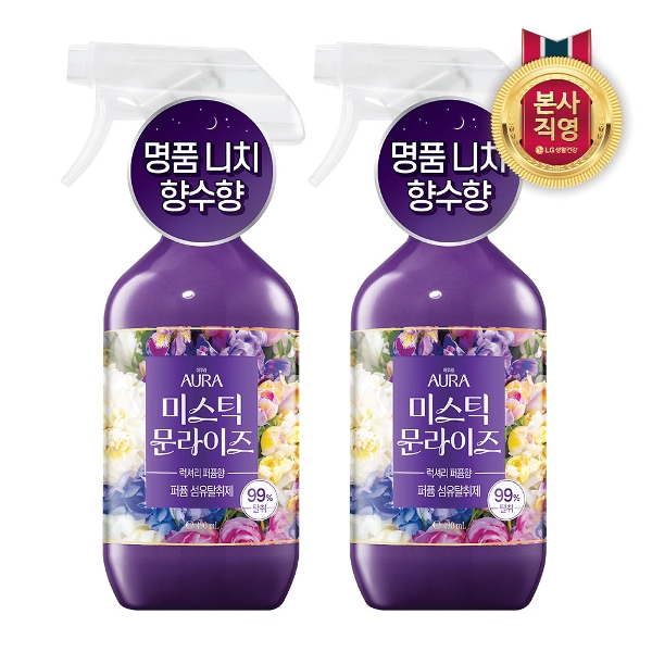 아우라 퍼퓸 섬유탈취제 니치퍼퓸향수향 미스틱문라이즈 490ml x 2개