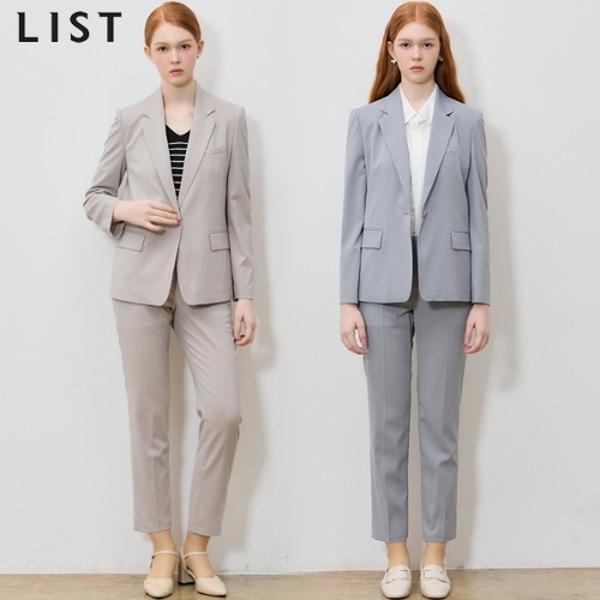 2SET [리스트(LIST)] 미니멀 원버튼 셋업 재킷+슬림 셋업 팬츠 2종세트 (택가격:436000원)